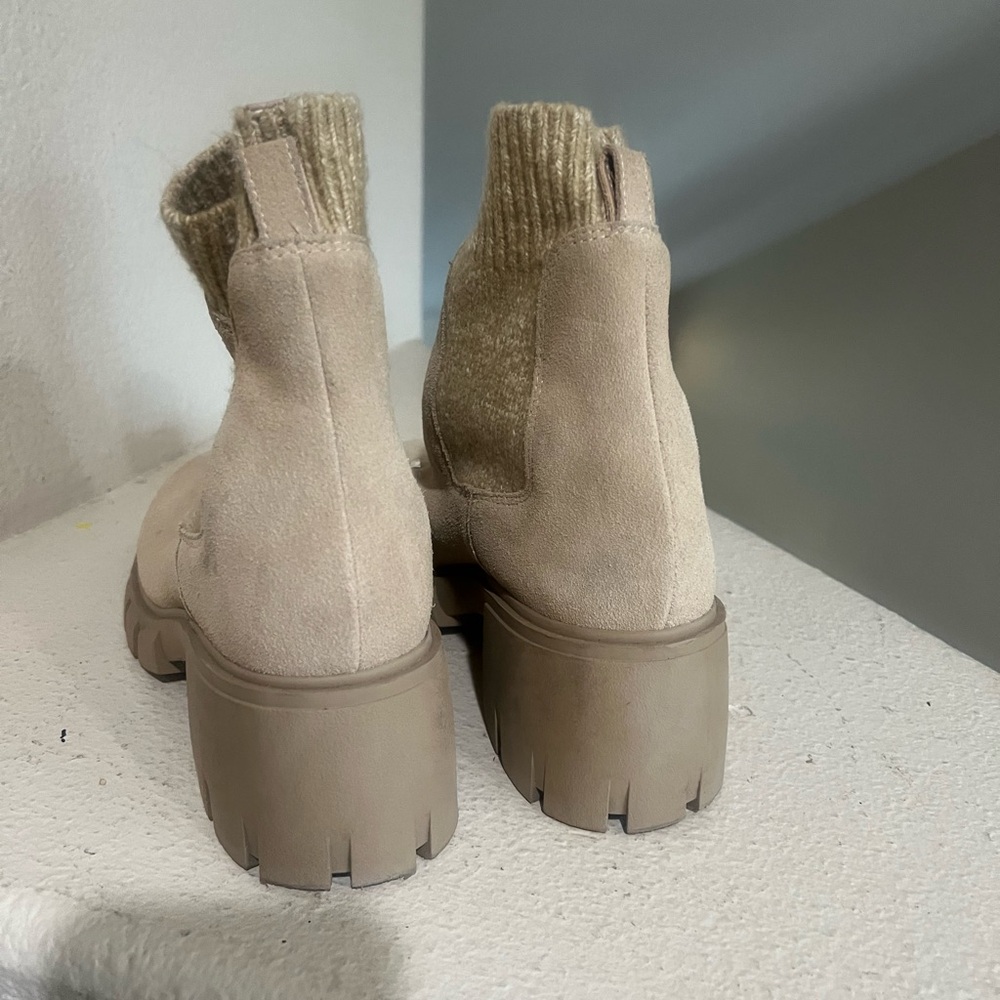 Steve Madden Womens Stretch‎ Ankle Tan Chunky Platform Chelsea Boots booties 9 - Picture 6 of 9